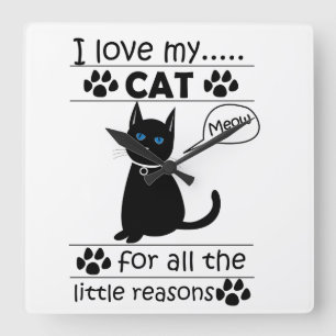 Ik hou van mijn kat Katten Kitty Vierkante Klok