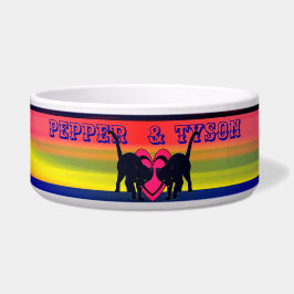 Ik hou van mijn kat of kat Abstracte kleuren Voerbakje