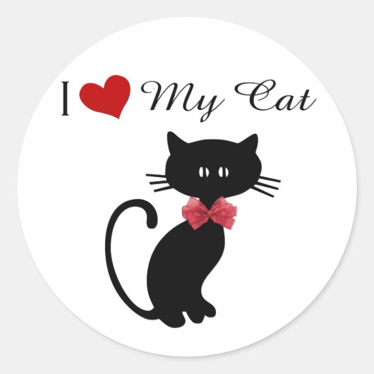 Ik hou van mijn kat ronde sticker (Voorkant)