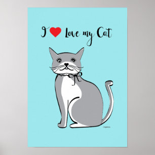 Ik hou van mijn kat, Schattig, Cute, Poster