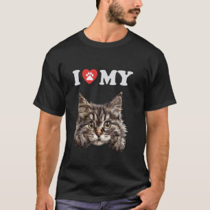 Ik hou van mijn kat Siberische bos kitten grappige T-shirt