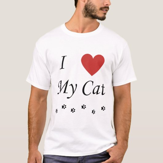 Ik hou van mijn kat tekst en hart t-shirt (Voorkant)