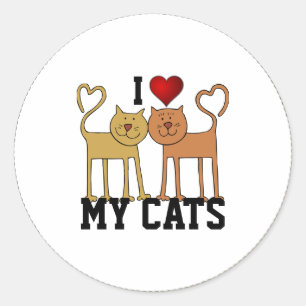 Ik hou van mijn katten, populair ontwerp, ronde sticker
