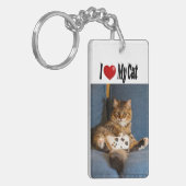 Ik hou van mijn kattenfoto sleutelhanger (Voorkant Links)