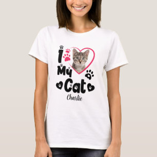 Ik hou van mijn kattenhart gepersonaliseerde foto  t-shirt