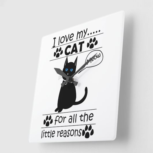 Ik hou van mijn kattenkat-Kat Vierkante Klok (Hoek)