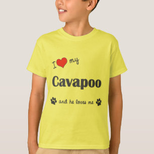 Ik hou van mijn kavapoo (mannelijk hond) t-shirt