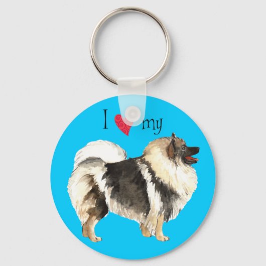 Ik hou van mijn Keeshond Sleutelhanger (Voorkant)