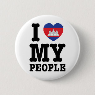 Ik hou van mijn Khmer-mensen Ronde Button 5,7 Cm