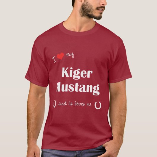 Ik hou van mijn Kiger Mustang (mannelijk paard) T-shirt (Voorkant)