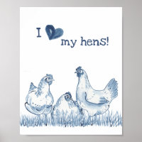 Ik hou van mijn kippen Blauwe Kippen Schilderend R