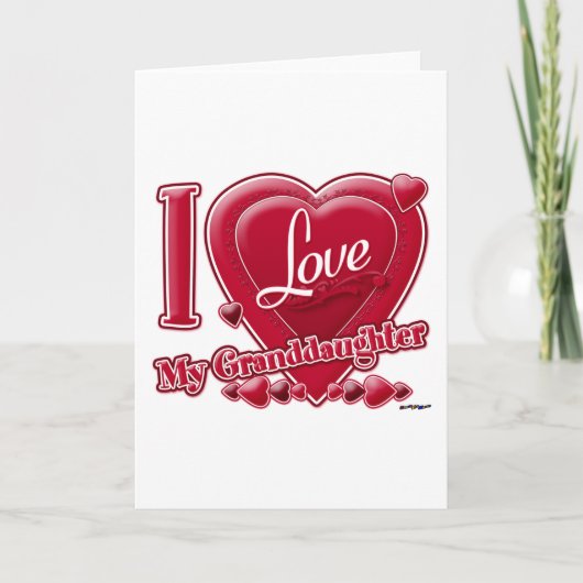 Ik hou van mijn kleindochter rood - hart feestdagen kaart (Voorkant)