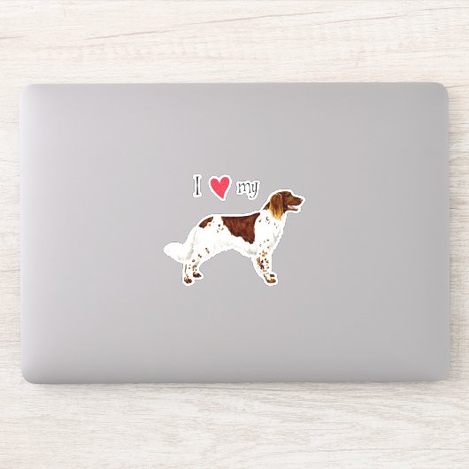 Ik hou van mijn kleine Munsterlander Vinyl Sticker (Computer)