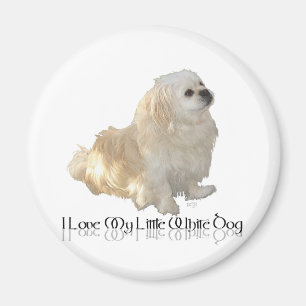 Ik hou van mijn kleine witte hond - Pekingees ! Magneet