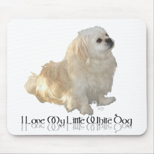 Ik hou van mijn kleine witte hond - Pekingees ! Muismat