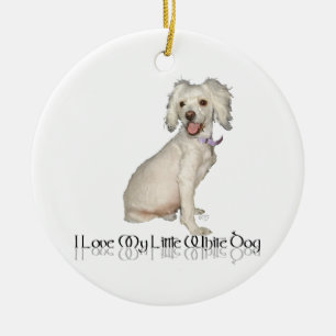 Ik hou van mijn kleine witte hond - poedel / Bicho Keramisch Ornament