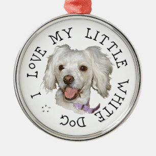 Ik hou van mijn kleine witte hond Poodle / Bichon Metalen Ornament