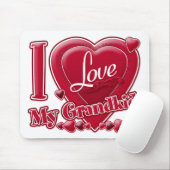 Ik hou van mijn kleinkinderen rood - hart muismat (Met muis)