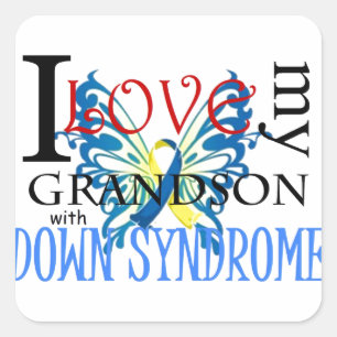 Ik hou van mijn kleinzoon met downsyndroom vierkante sticker