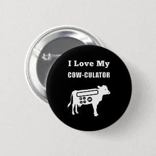 Ik hou van mijn Koe-culator Funny Wiskunde Calcula Ronde Button 5,7 Cm