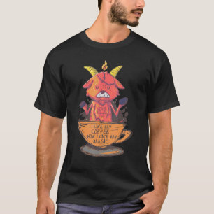 Ik hou van mijn koffie hoe ik mijn Magic Baphomet  T-shirt
