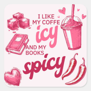 Ik hou van mijn koffie-ijs en mijn boeken pittig b vierkante sticker