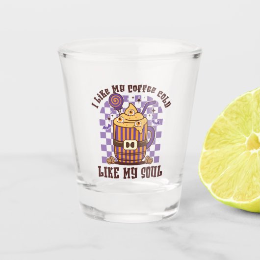 Ik hou van mijn koffie koud shot glas (Voorkant)