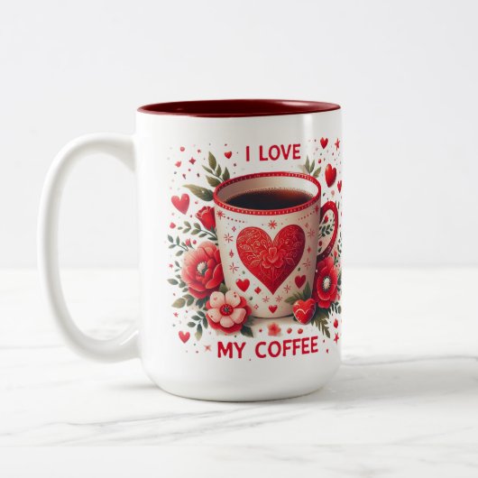 Ik hou van mijn koffie tweekleurige koffiemok (Links)