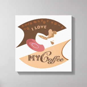 Ik hou van mijn koffieretro Java Canvas Afdruk