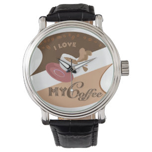 Ik hou van mijn koffieretro Java Horloge