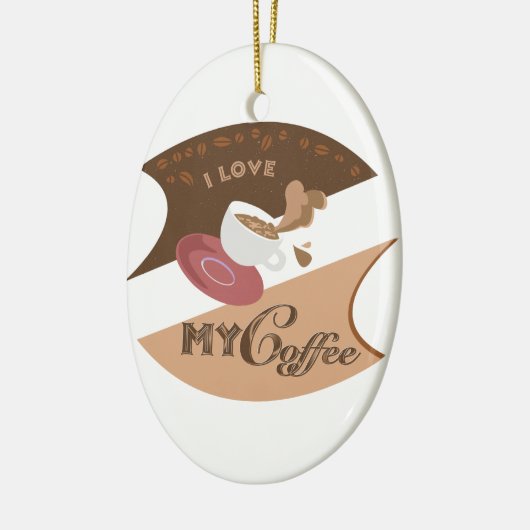 Ik hou van mijn koffieretro Java Keramisch Ornament (Links)