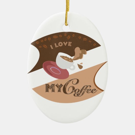 Ik hou van mijn koffieretro Java Keramisch Ornament (Voorkant)
