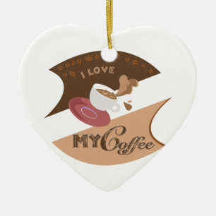 Ik hou van mijn koffieretro Java Keramisch Ornament