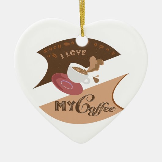 Ik hou van mijn koffieretro Java Keramisch Ornament (Voorkant)