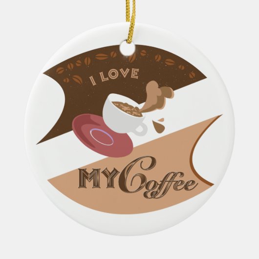 Ik hou van mijn koffieretro Java Keramisch Ornament (Voorkant)