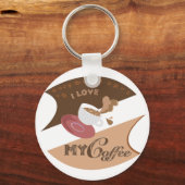Ik hou van mijn koffieretro Java Sleutelhanger (Voorkant)