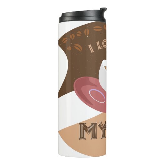 Ik hou van mijn koffieretro Java Thermosbeker (Gedraaid links)