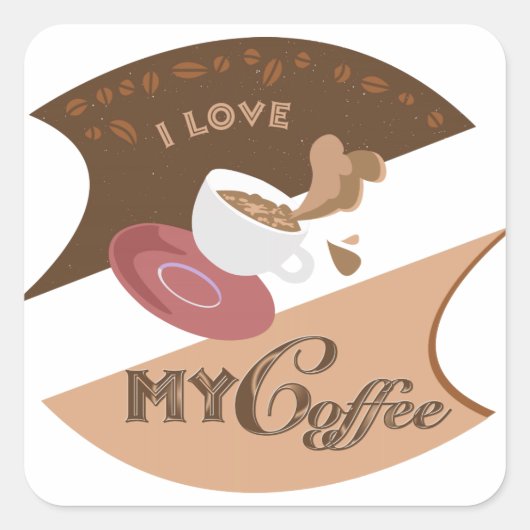 Ik hou van mijn koffieretro Java Vierkante Sticker (Voorkant)