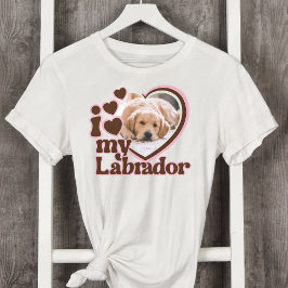 Ik hou van mijn labrador aangepaste roze hart foto t-shirt