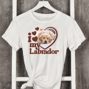 Ik hou van mijn labrador aangepaste roze hart foto t-shirt
