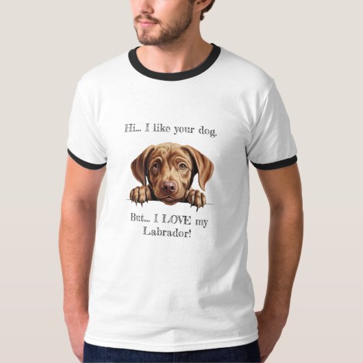 Ik hou van mijn labrador! Kinder Ringer T-shirt (Voorkant)