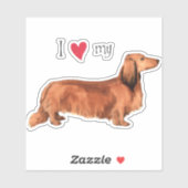 Ik hou van mijn langharige Dachshund Vinyl Sticker (Vel)