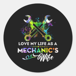Ik hou van mijn leven als een Mechanische vrouw Ronde Sticker