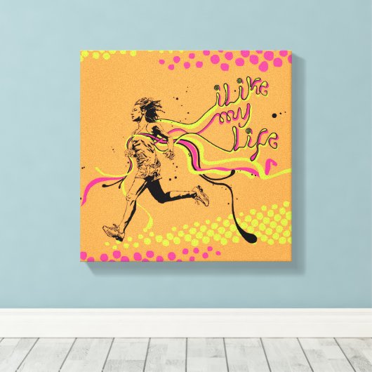 "Ik hou van mijn leven" hardloopdoek Canvas Afdruk (Insitu (Houten vloer))