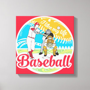 "Ik hou van mijn leven" honkbalcanvas Canvas Afdruk