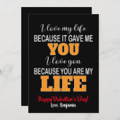 Ik hou van mijn leven omdat het me jou Valentijn g Feestdagenkaart (Voorkant / Achterkant)