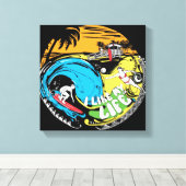 "Ik hou van mijn leven" op het stranddoek Canvas Afdruk (Insitu (Houten vloer))