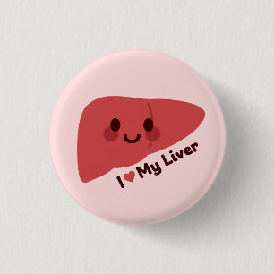 Ik hou van mijn lever - Schattigee lachende lever Ronde Button 3,2 Cm