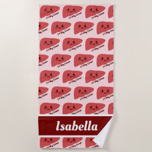 Ik hou van mijn lever - Schattigee lachende lever Strandlaken