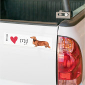 Ik hou van mijn Longhaire Dachshund Bumpersticker (Op Truck)